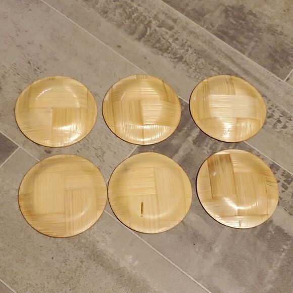 Vintage Bamboo Asian Set 6 Coasters - Picture 7 of 7